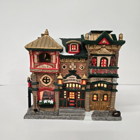 LEMAX Firehouse No. 9 2004 Lighted House w/ Box & Cord Retired 2006 Village - Picture 6 of 16